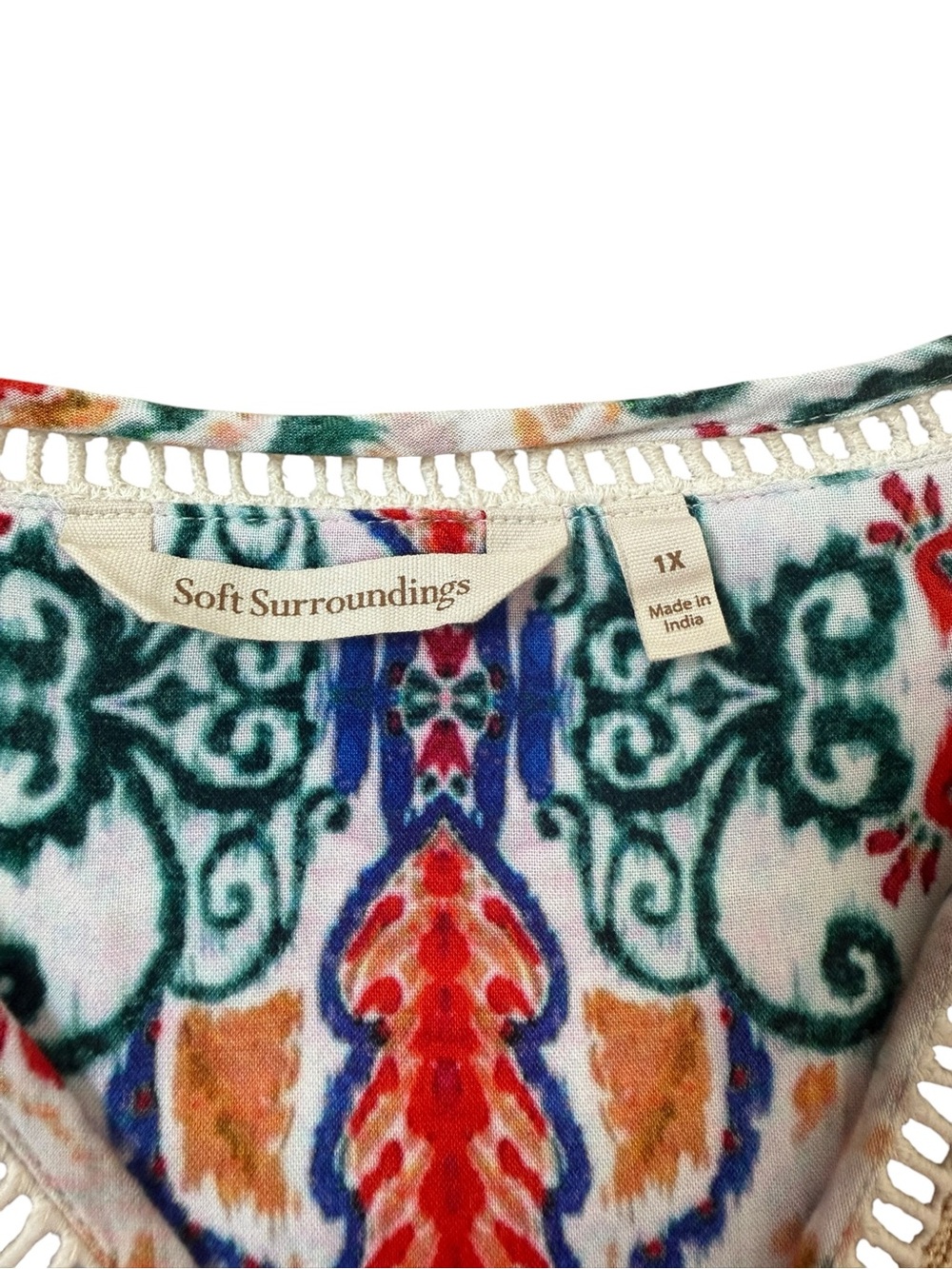 Soft Surroundings Ipanema Embroidered Beaded Caftan Maxi dress in Rio Rainbow - Picture 4 of 16
